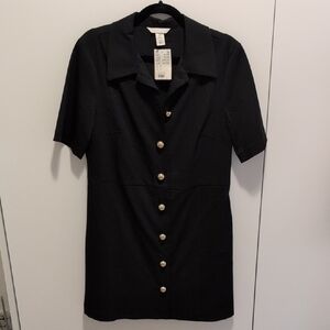 H&M Black Button-Up Dress